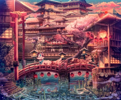 一组画技不凡的古风场景插画作品欣赏！既有精致小景也有宏伟大作