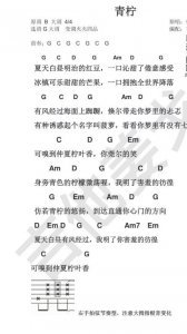 ​青柠徐秉龙简谱 吉他谱很简单的哟