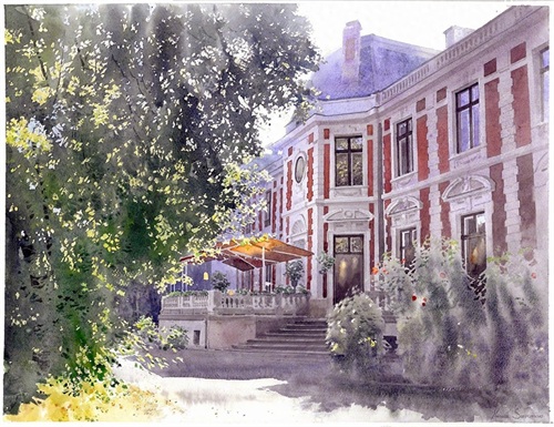 清新通透的画面，引人入深的美景，一组超好看的水彩风景绘画作品