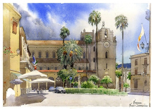 清新通透的画面，引人入深的美景，一组超好看的水彩风景绘画作品