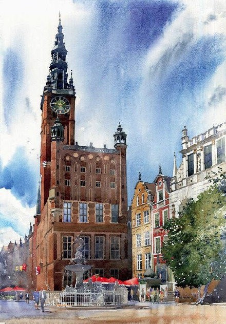 清新通透的画面，引人入深的美景，一组超好看的水彩风景绘画作品