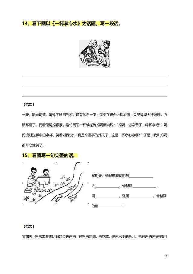 一年级必考50篇看图写话免费（老师整理了100篇看图写话练习）(6)