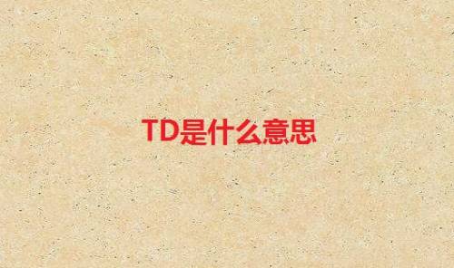 td是什么意思