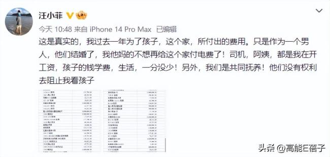 汪小菲败诉后又晒账单 一直整活从未歇息 